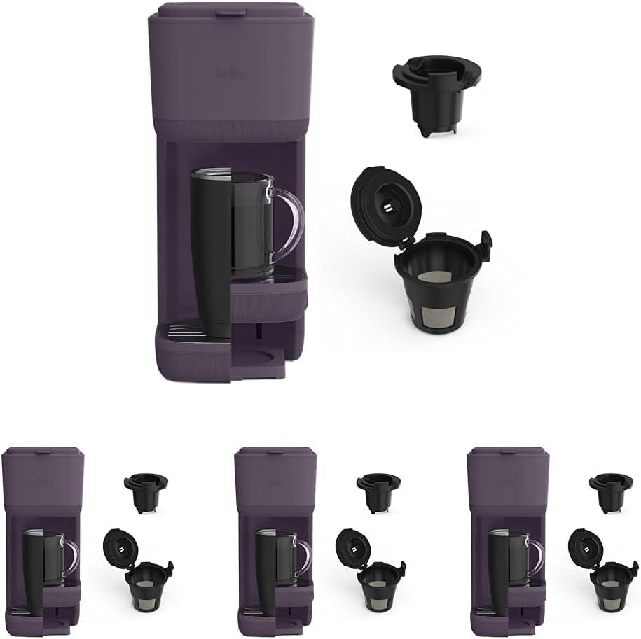 imageBELLA Single Serve Coffee Maker K Cup ampamp Coffee Ground Compatible with Removable Adjustable Drip Tray Auto Shutoff ampamp Reusable Dishwasher Safe Accessories Brews 6oz to 14oz 1000 Watt BlossomPlum