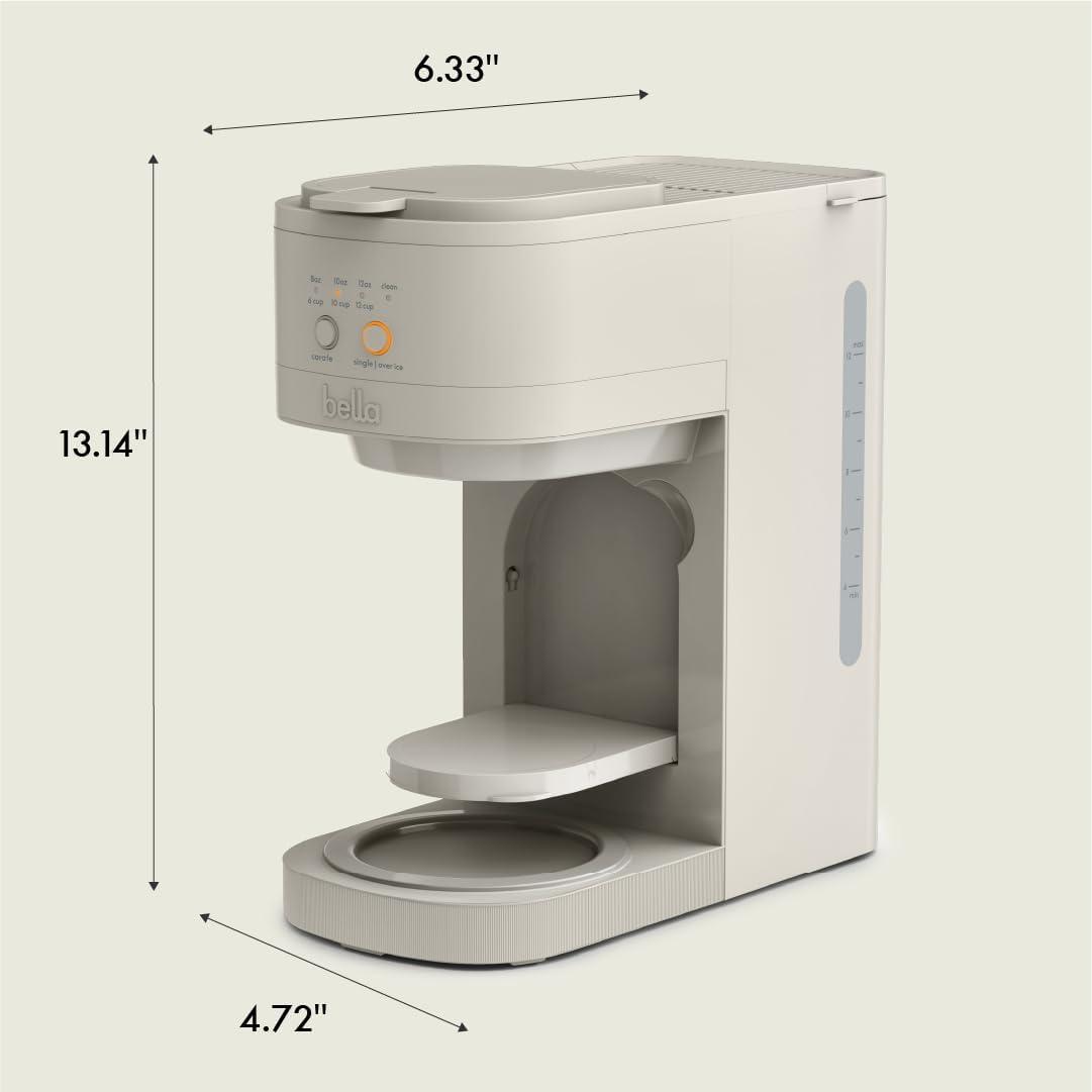 imageBELLA VersaBrew 2in1 Coffee Maker KCup compatible Brew 3 Sizes Carafes ampamp Single Serve Cups Dishwasher Safe Reusable Filter ampamp Filter Holder Iced Coffee Function 60oz Tank OatmilkOatmilk