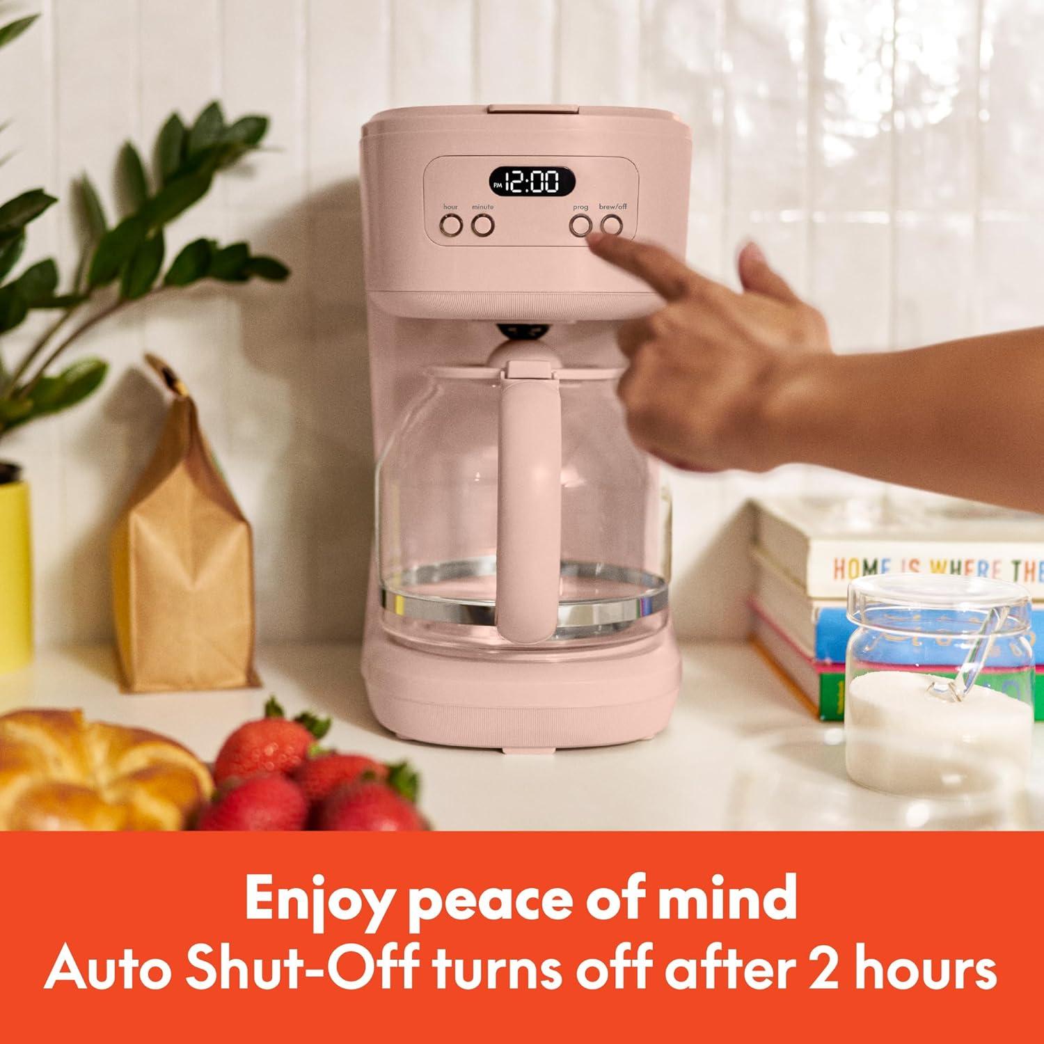 imagebella 12 Cup Programmable Coffee Marker Reusable Dishwasher Safe Accessories Easy LCD diaply Auto Shutoff 900 watt BlossomBlossom