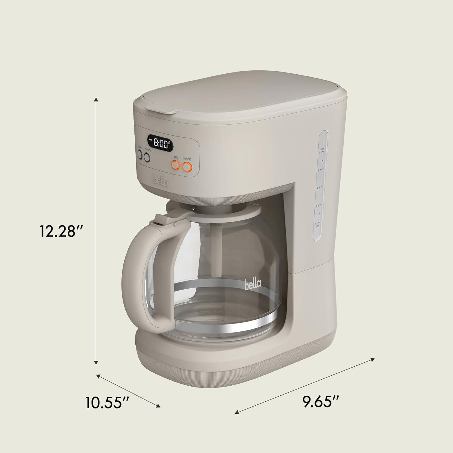 imagebella 12 Cup Programmable Coffee Marker Reusable Dishwasher Safe Accessories Easy LCD diaply Auto Shutoff 900 watt BlossomOatmilk