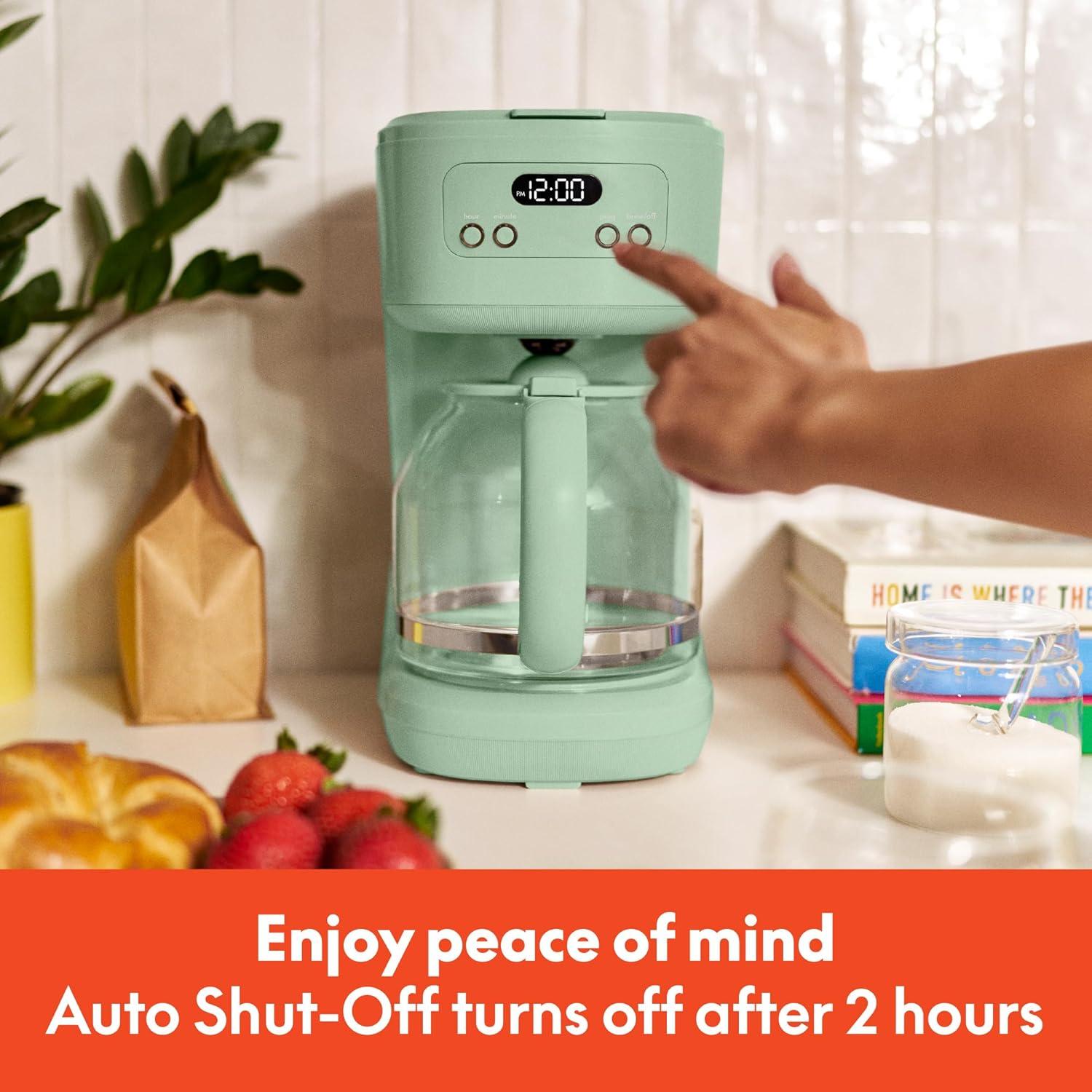 imagebella 12 Cup Programmable Coffee Marker Reusable Dishwasher Safe Accessories Easy LCD diaply Auto Shutoff 900 watt BlossomSeaglass