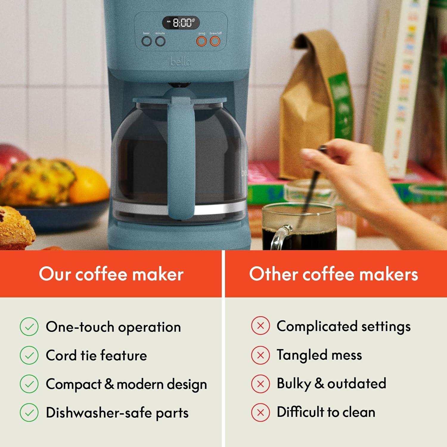 imagebella 12 Cup Programmable Coffee Marker Reusable Dishwasher Safe Accessories Easy LCD diaply Auto Shutoff 900 watt BlossomSurf
