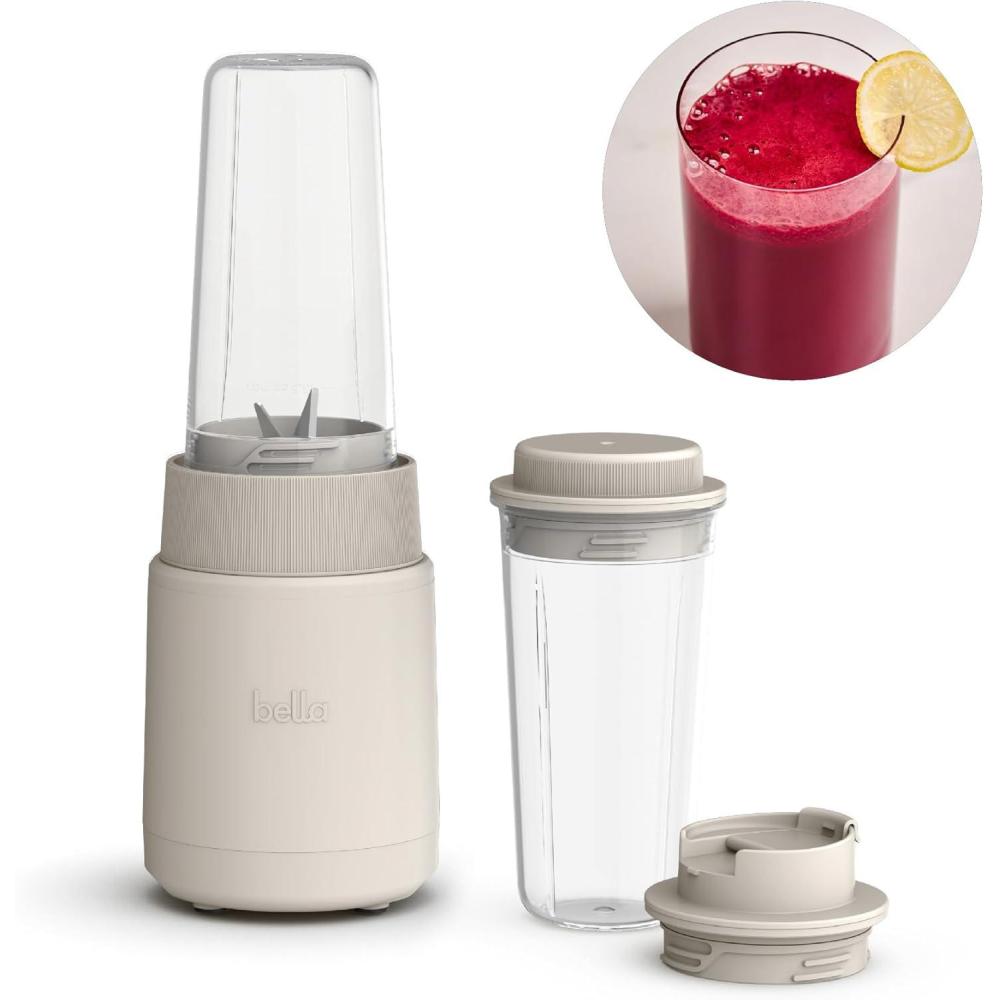 imagebella 6 Pcs Portable Rocket Blender Juicer ampamp Smoothie Maker Press ampamp Twist Design EverGood ampamp BPA Free Dishwasher Safe Parts 4 Tip Stainless Steel Blade Cord Wrap 240 Watt Motor BlossomOatmilk