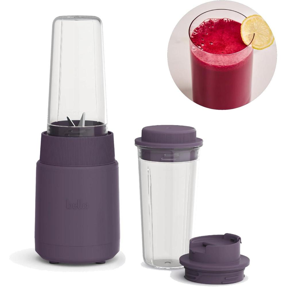 imagebella 6 Pcs Portable Rocket Blender Juicer ampamp Smoothie Maker Press ampamp Twist Design EverGood ampamp BPA Free Dishwasher Safe Parts 4 Tip Stainless Steel Blade Cord Wrap 240 Watt Motor BlossomPlum
