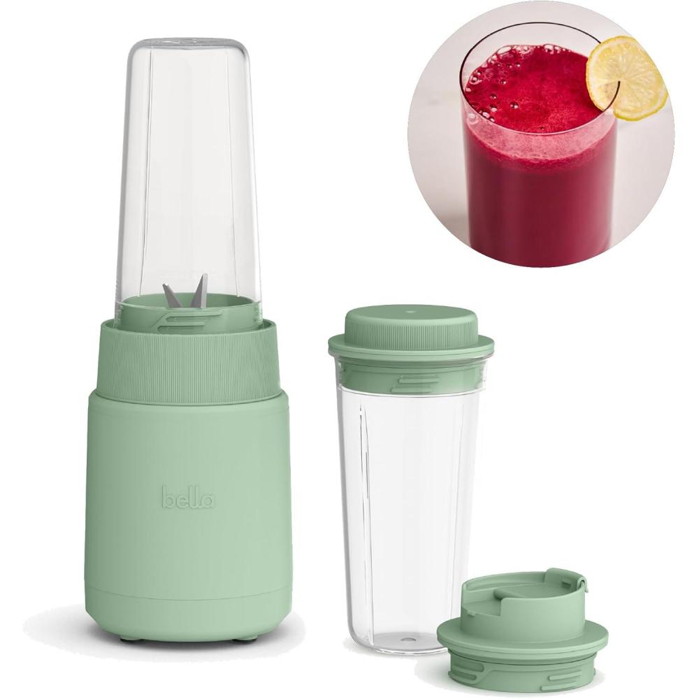 imagebella 6 Pcs Portable Rocket Blender Juicer ampamp Smoothie Maker Press ampamp Twist Design EverGood ampamp BPA Free Dishwasher Safe Parts 4 Tip Stainless Steel Blade Cord Wrap 240 Watt Motor BlossomSeaglass