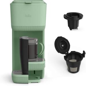 BELLA Single Serve Coffee Maker, K Cup & Coffee Ground Compatible with Removable, Adjustable Drip Tray, Auto Shutoff & Reusable Dishwasher Safe Accessories, Brews 6oz to 14oz, 1000 Watt, Blossom(Seaglass)