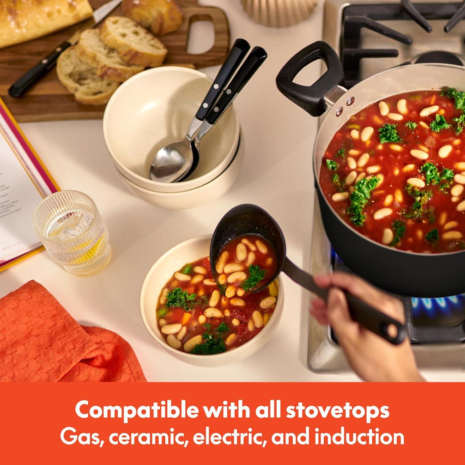 imagebella 21 Piece Kitchen Set with EverGood Ceramic Nonstick Coating Dishwasher ampamp Oven Safe All Stovetops Compatible Tempered Glass Lids ampamp Cool Touch Handles BlackBlack