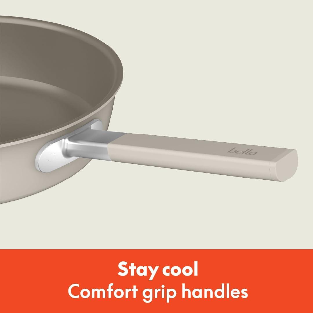 imagebella 9 Piece Ceramic Nonstick Cookware Set Fitsanywhere Kitchenware w EverGood Coating Dishwasher ampamp Oven Safe All Stovetops Compatible Stackable Design Cool Touch Handles PlumOatmilk
