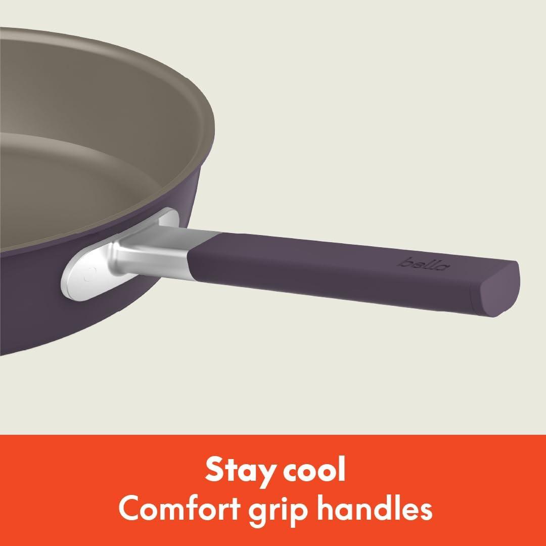 imagebella 9 Piece Ceramic Nonstick Cookware Set Fitsanywhere Kitchenware w EverGood Coating Dishwasher ampamp Oven Safe All Stovetops Compatible Stackable Design Cool Touch Handles PlumPlum