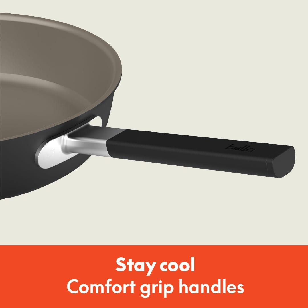 imagebella 9 Piece Ceramic Nonstick Cookware Set Fitsanywhere Kitchenware w EverGood Coating Dishwasher ampamp Oven Safe All Stovetops Compatible Stackable Design Cool Touch Handles PlumBlack