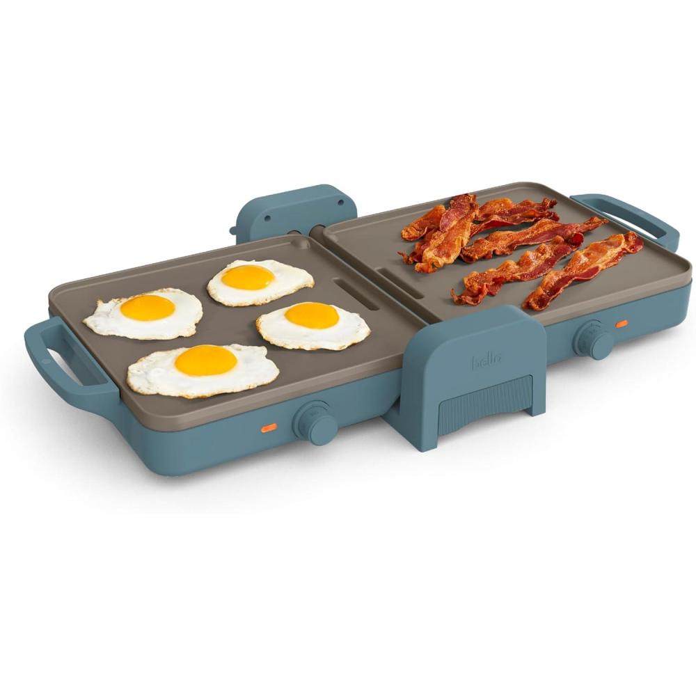imagebella 10quotx 20quot Ceramic FoldnStore Dual Temp Griddle Fitsanywhere Kitchenware EverGood Ceramic Nonstick Coating 2 Temperature Zones up to 400F Dishwasher Safe Drip Tray 1500 Watt SurfSurf