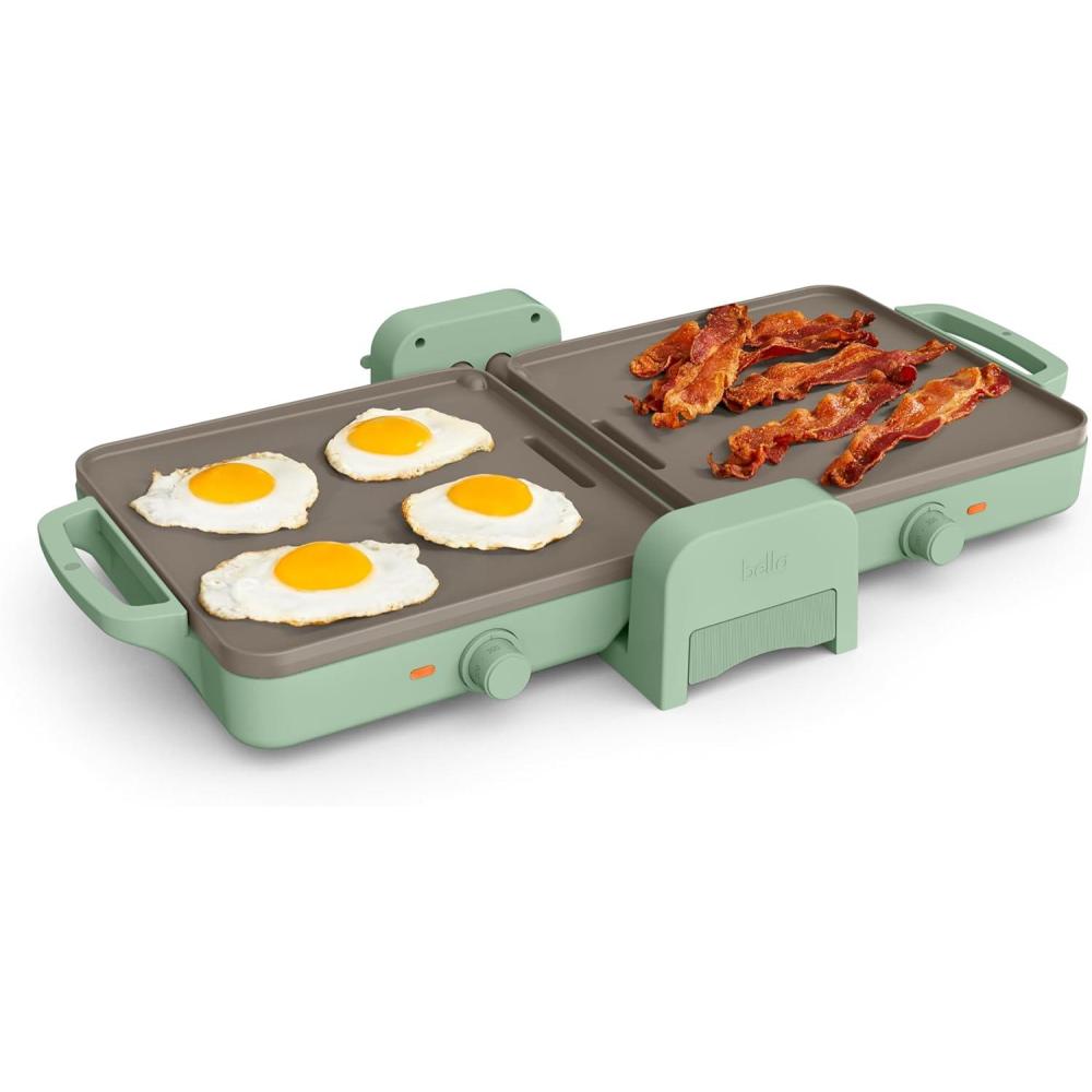 imagebella 10quotx 20quot Ceramic FoldnStore Dual Temp Griddle Fitsanywhere Kitchenware EverGood Ceramic Nonstick Coating 2 Temperature Zones up to 400F Dishwasher Safe Drip Tray 1500 Watt SurfSeaglass
