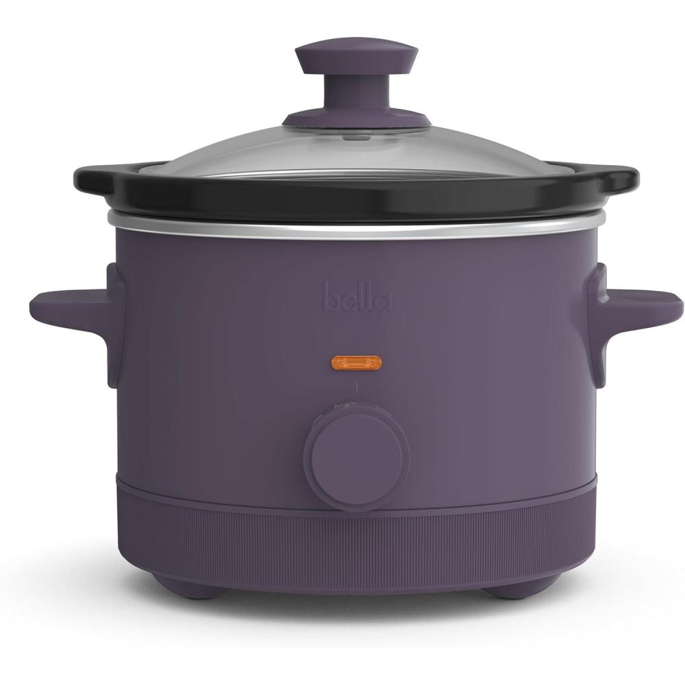 imagebella 15 Qt Slow Cooker with 3 Heat Manual Control Ceramic Nonstick Coating Dishwasher Safe Stoneware Pot and Tempered Glass Lid Tangle Free Cord Wrap ampamp Cool Touch Handles PlumPlum