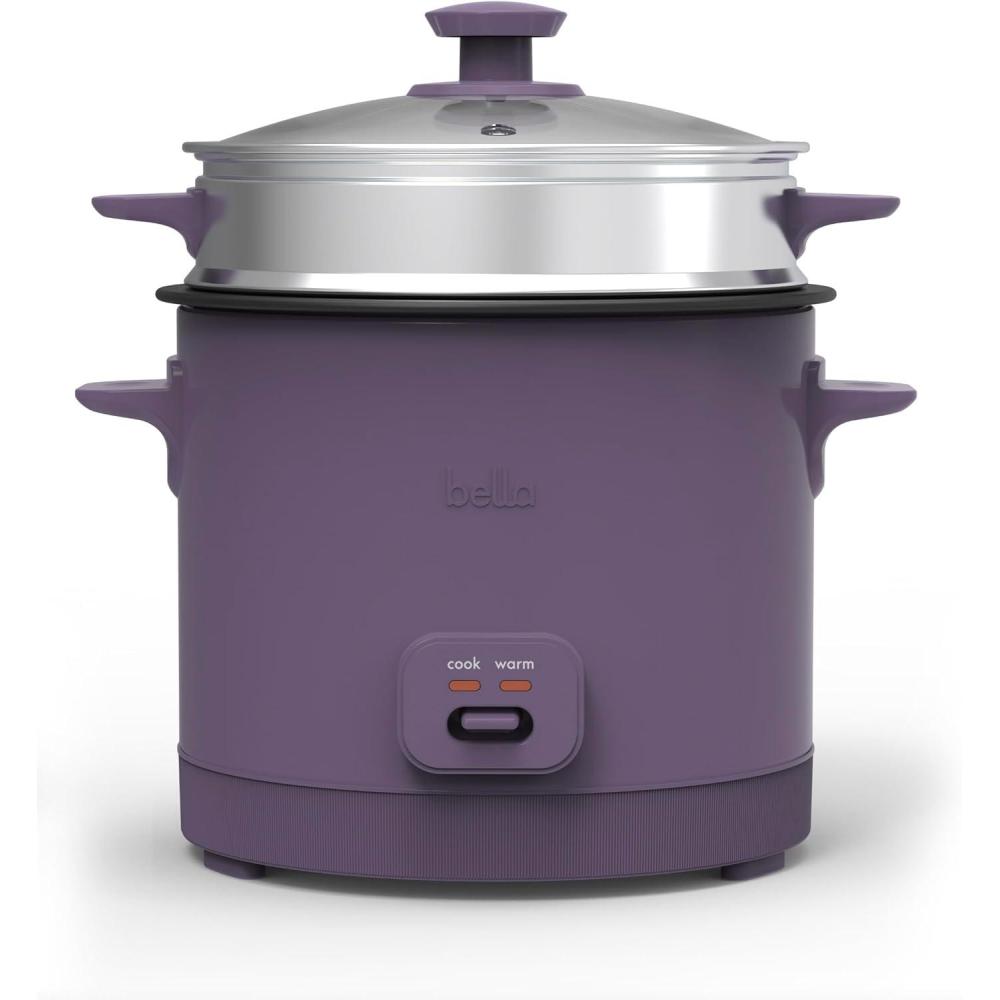 imagebella 16 Cup Rice Cooker with Steamer Dishwasher Safe Steaming Basket Rice Paddle and Measuring Cup Removable Nonstick Cooking Bowl Automatic Keep Warm Function 400 Watt PlumPlum