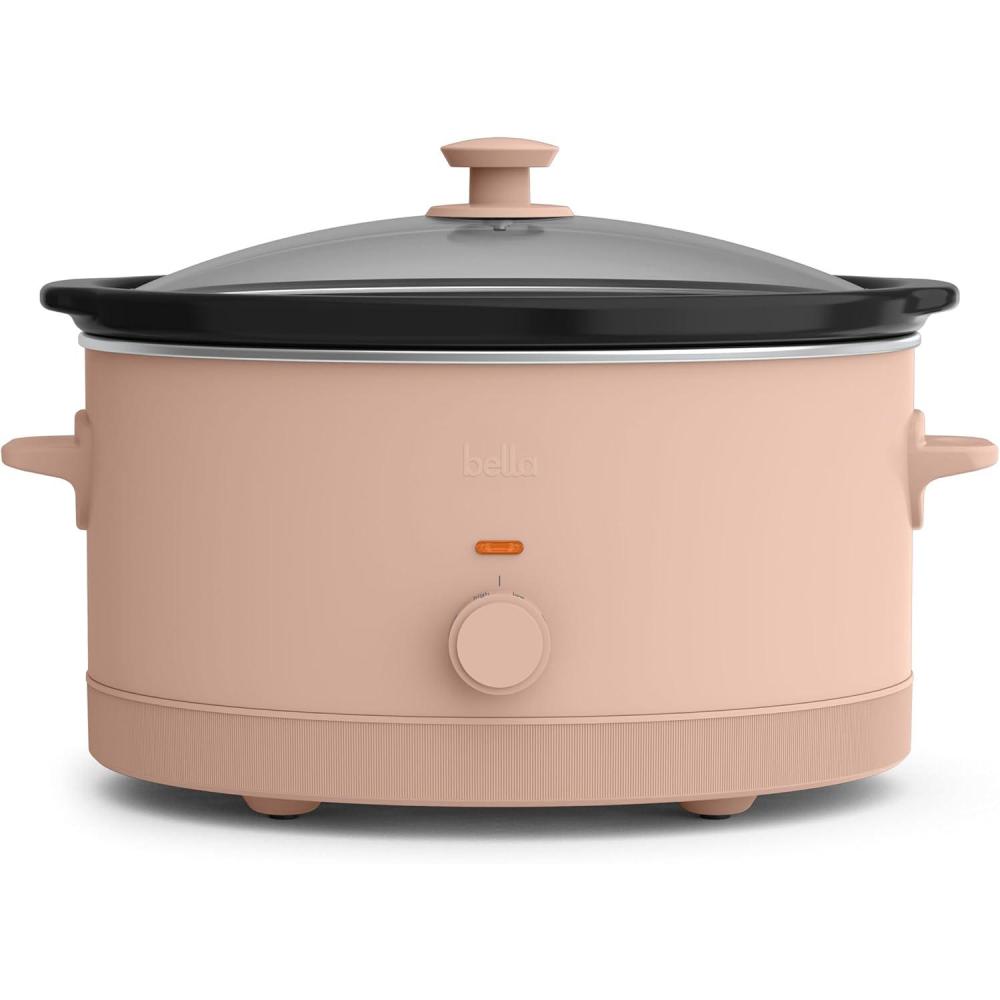 imagebella 60 Qt Manual Slow Cooker Ceramic Nonstick Coating 3 Temperature Settings Dishwasher Safe Stoneware Pot and Tempered Glass Lid Cool Touch Handles ampamp Tangle Free Cord Wrap PlumBlossom