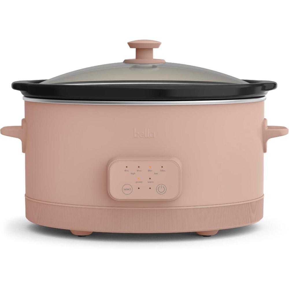 imagebella 60 Qt Programmable Slow Cooker Ceramic Nonstick Coating Adjustable Temperature ampamp Cooking Times Dishwasher Safe Stoneware Pot ampamp Tempered Glass Lid Tangle Free Cord Wrap BlossomBlossom