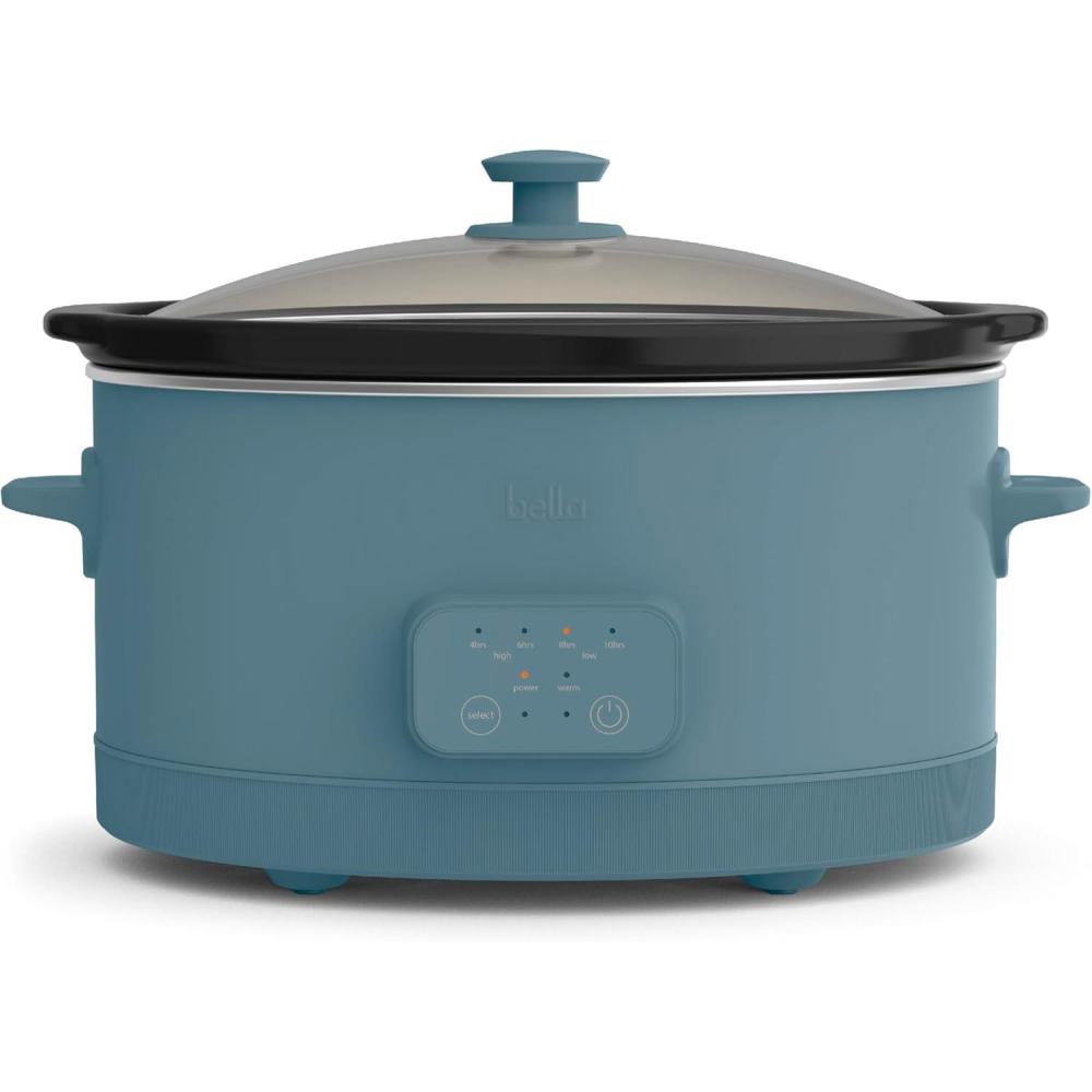 imagebella 60 Qt Programmable Slow Cooker Ceramic Nonstick Coating Adjustable Temperature ampamp Cooking Times Dishwasher Safe Stoneware Pot ampamp Tempered Glass Lid Tangle Free Cord Wrap BlossomSurf