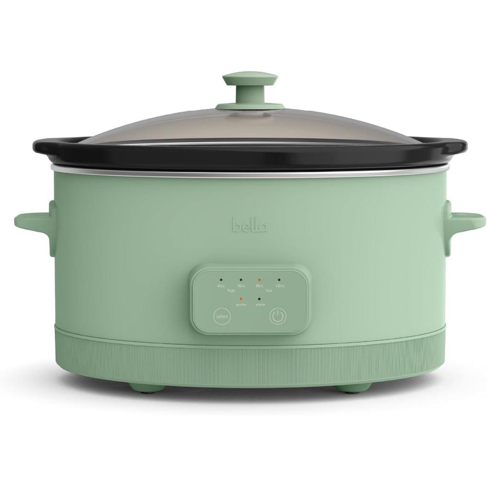 imagebella 60 Qt Programmable Slow Cooker Ceramic Nonstick Coating Adjustable Temperature ampamp Cooking Times Dishwasher Safe Stoneware Pot ampamp Tempered Glass Lid Tangle Free Cord Wrap BlossomSeaglass