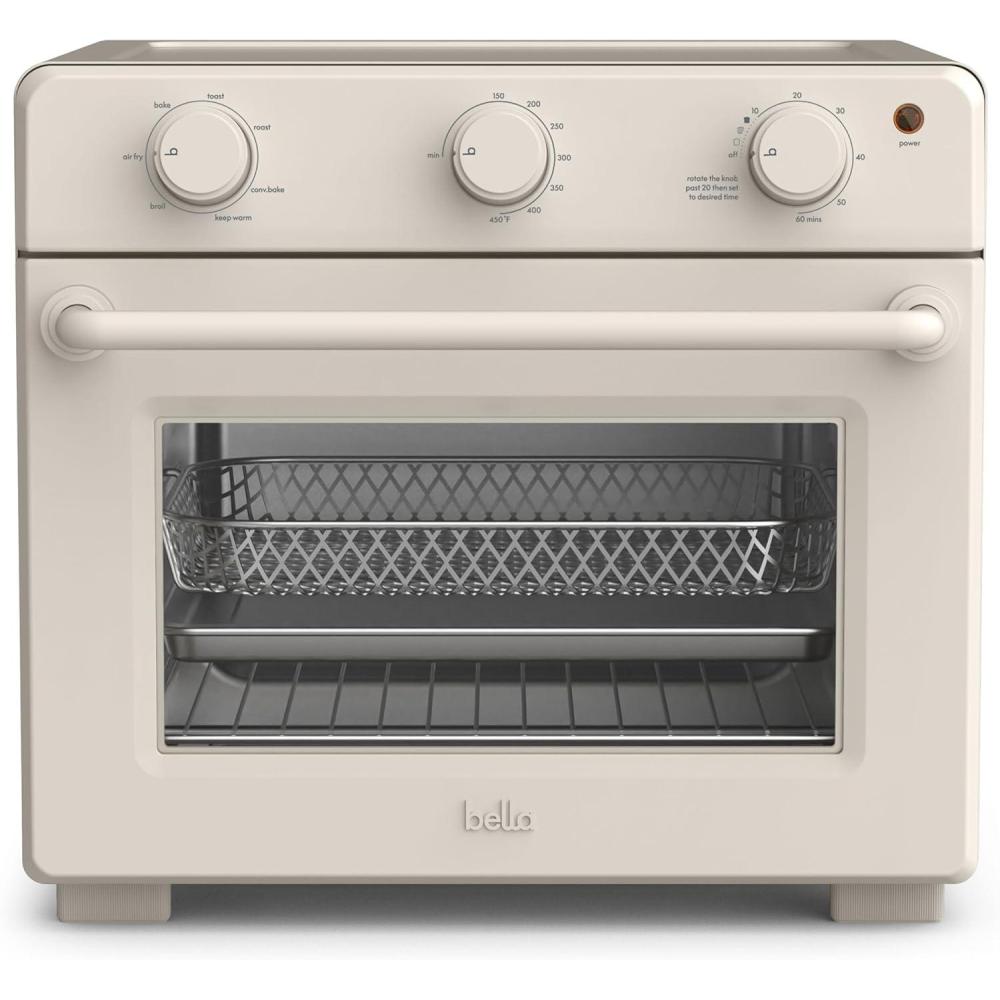 imagebella Air Fry Toaster Oven 7 Preset Cooking Options DishwasherSafe EverGood Coated Trays Included 60Minute Auto Shutoff w Audible Timer Power Indicator Light 1700 Watt SurfOatmilk