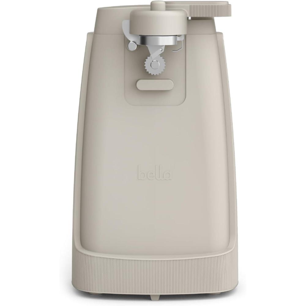 imagebella Electric Can Opener and Knife Sharpener Removable Cutting Lever Cord Storage Stainless Steel Blade SeaglassOatmilk
