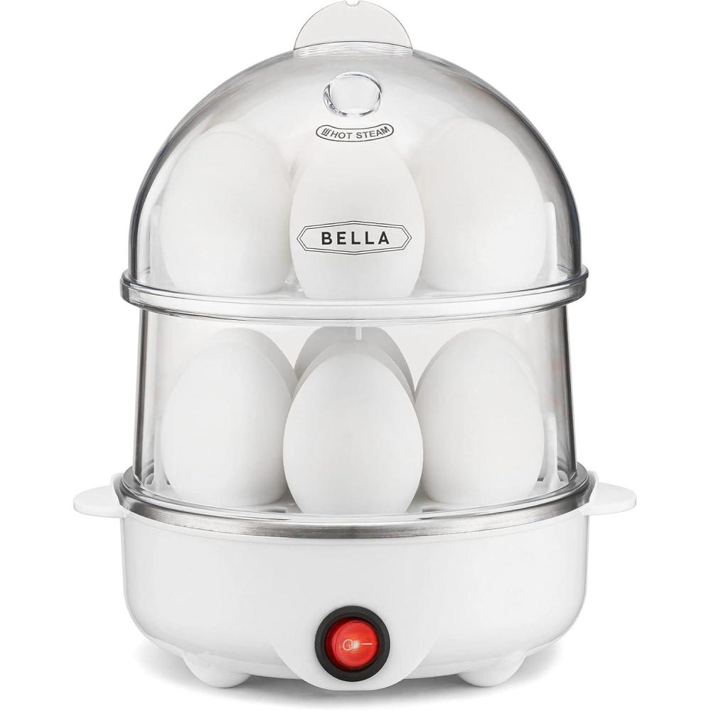 imagebella Electric Egg Cooker 14 Eggs Capacity Tray Double Stack for Poached Scrambled Hard Medium ampamp Soft Boiled Eggs Omelets and Steamed Dumplings Auto Shutoff 360 Watt OatmilkWhite