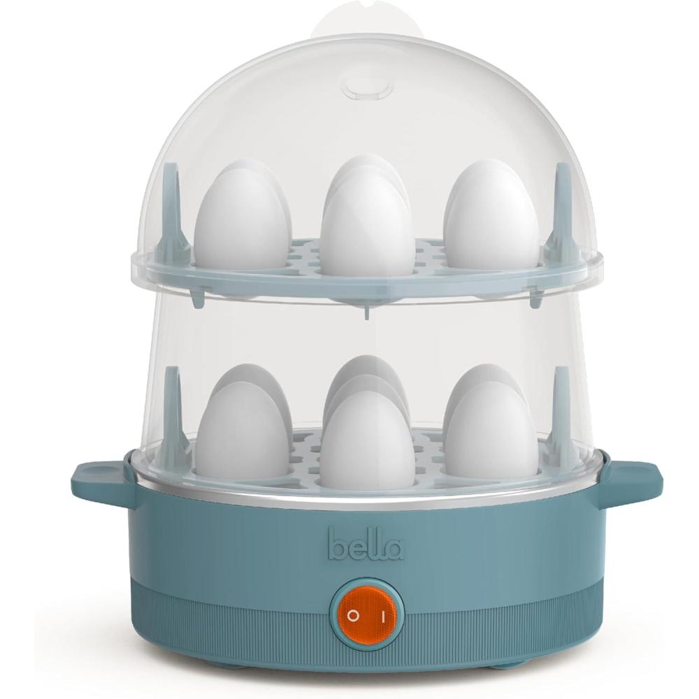 imagebella Electric Egg Cooker 14 Eggs Capacity Tray Double Stack for Poached Scrambled Hard Medium ampamp Soft Boiled Eggs Omelets and Steamed Dumplings Auto Shutoff 360 Watt OatmilkSurf