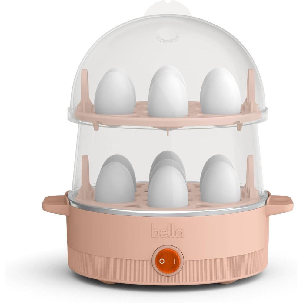 imagebella Electric Egg Cooker 14 Eggs Capacity Tray Double Stack for Poached Scrambled Hard Medium ampamp Soft Boiled Eggs Omelets and Steamed Dumplings Auto Shutoff 360 Watt OatmilkBlossom
