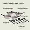 bella 21 Piece Kitchen Set with EverGood™ Ceramic Nonstick Coating​, Dishwasher & Oven Safe, All Stovetops Compatible, Tempered Glass Lids & Cool Touch Handles, Black(Oatmilk)