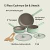 bella 7 Piece Cookware Set with EverGood™ Ceramic Nonstick Coating​, Dishwasher Safe Oven Safe, All Stovetops Compatible, Glass Lids with Silicone Rims, Cool Touch Handles, Seaglass(Seaglass)