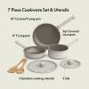 bella 7 Piece Cookware Set with EverGood™ Ceramic Nonstick Coating​, Dishwasher Safe Oven Safe, All Stovetops Compatible, Glass Lids with Silicone Rims, Cool Touch Handles, Seaglass(Oatmilk)