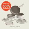 bella 8 Piece Removable Handle Cookware Set, Fits-anywhere™ Kitchenware w EverGood™ Ceramic Nonstick Coating​, Dishwasher & Oven Safe, All Stovetops Compatible, Glass Lids with Silicone Rims, Black(Oatmilk)