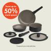 bella 8 Piece Removable Handle Cookware Set, Fits-anywhere™ Kitchenware w EverGood™ Ceramic Nonstick Coating​, Dishwasher & Oven Safe, All Stovetops Compatible, Glass Lids with Silicone Rims, Black(Black)