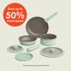bella 8 Piece Removable Handle Cookware Set, Fits-anywhere™ Kitchenware w EverGood™ Ceramic Nonstick Coating​, Dishwasher & Oven Safe, All Stovetops Compatible, Glass Lids with Silicone Rims, Black(Seaglass)