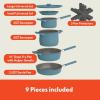 bella 9 Piece Ceramic Nonstick Cookware Set, Fits-anywhere™ Kitchenware w EverGood™ Coating, Dishwasher & Oven Safe, All Stovetops Compatible, Stackable Design, Cool Touch Handles, Plum(Surf)