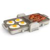 bella 10″x 20″ Ceramic Fold-n-Store Dual Temp Griddle, Fits-anywhere™ Kitchenware, EverGood™ Ceramic Nonstick Coating, 2 Temperature Zones up to 400°F​, Dishwasher Safe Drip Tray, 1500 Watt, Surf(Oatmilk)