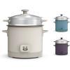 bella 16 Cup Rice Cooker with Steamer, Dishwasher Safe Steaming Basket, Rice Paddle and Measuring Cup, Removable Nonstick Cooking Bowl, Automatic Keep Warm Function​, 400 Watt, Plum(Oatmilk)