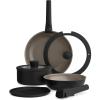 bella 8 Piece Removable Handle Cookware Set, Fits-anywhere™ Kitchenware w EverGood™ Ceramic Nonstick Coating​, Dishwasher & Oven Safe, All Stovetops Compatible, Glass Lids with Silicone Rims, Black(Black)