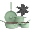 bella 9 Piece Ceramic Nonstick Cookware Set, Fits-anywhere™ Kitchenware w EverGood™ Coating, Dishwasher & Oven Safe, All Stovetops Compatible, Stackable Design, Cool Touch Handles, Plum(Seaglass)