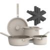 bella 9 Piece Ceramic Nonstick Cookware Set, Fits-anywhere™ Kitchenware w EverGood™ Coating, Dishwasher & Oven Safe, All Stovetops Compatible, Stackable Design, Cool Touch Handles, Plum(Oatmilk)