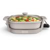 bella Make & Take Electric Skillet, Fits-anywhere™ kitchenware, EverGood™ Ceramic Coating, Adjustable Temperature & Dishwasher-Safe Tempered Glass Lid, Cast Aluminum Base, 1200 Watt, Oatmilk(Oatmilk)