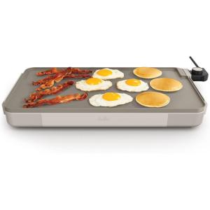 bella 12″ x 22″ Electric Griddle with Warming Tray, EverGood™ Ceramic Nonstick Coating & Removable Temperature Probe, Dishwasher-Safe Drip Tray & Cool Touch Handles, 1500 Watt, Oatmilk(Oatmilk)