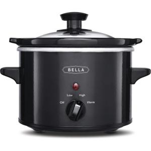 bella 1.5 Qt Slow Cooker with 3 Heat Manual Control, Ceramic Nonstick Coating, Dishwasher Safe Stoneware Pot and Tempered Glass Lid, Tangle Free Cord Wrap & Cool Touch Handles, Plum(Black)