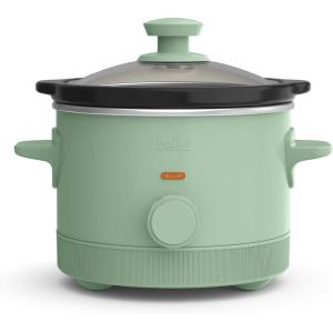 bella 1.5 Qt Slow Cooker with 3 Heat Manual Control, Ceramic Nonstick Coating, Dishwasher Safe Stoneware Pot and Tempered Glass Lid, Tangle Free Cord Wrap & Cool Touch Handles, Plum(Seaglass)