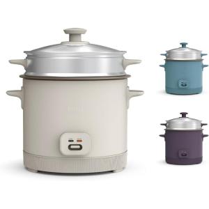 bella 16 Cup Rice Cooker with Steamer, Dishwasher Safe Steaming Basket, Rice Paddle and Measuring Cup, Removable Nonstick Cooking Bowl, Automatic Keep Warm Function​, 400 Watt, Plum(Oatmilk)