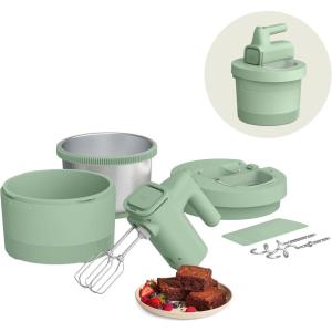 bella 3.5 Qt Hand & Stand Mixer, 2 in 1 Electric Mixer with Bowl, Dough Hook, Whisk & Egg Beater, Multifunctional Handheld Mixer for Baking, 200 Watt, Seaglass(Seaglass)