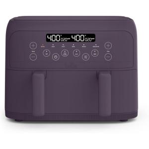 bella 4 Qt TriZone Air Fryer, EverGood™ Ceramic Nonstick Coating, Dual Basket Design w Removable Divider, Digital Touchscreen Control w 6 Preset Cooking Options, 1200 Watt, 3lb Capacity, Oatmilk(Plum)