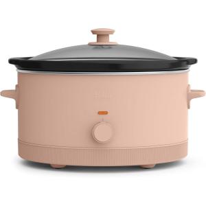 bella 6.0 Qt Manual Slow Cooker, Ceramic Nonstick Coating, 3 Temperature Settings, Dishwasher Safe Stoneware Pot and Tempered Glass Lid, Cool Touch Handles & Tangle Free Cord Wrap, Plum(Blossom)