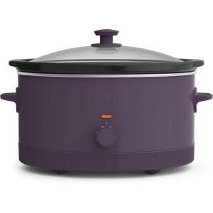 bella 6.0 Qt Manual Slow Cooker, Ceramic Nonstick Coating, 3 Temperature Settings, Dishwasher Safe Stoneware Pot and Tempered Glass Lid, Cool Touch Handles & Tangle Free Cord Wrap, Plum(Plum)