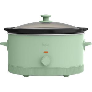 bella 6.0 Qt Manual Slow Cooker, Ceramic Nonstick Coating, 3 Temperature Settings, Dishwasher Safe Stoneware Pot and Tempered Glass Lid, Cool Touch Handles & Tangle Free Cord Wrap, Plum(Seaglass)