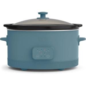 bella 6.0 Qt Programmable Slow Cooker, Ceramic Nonstick Coating, Adjustable Temperature & Cooking Times, Dishwasher Safe Stoneware Pot & Tempered Glass Lid, Tangle Free Cord Wrap, Blossom(Surf)
